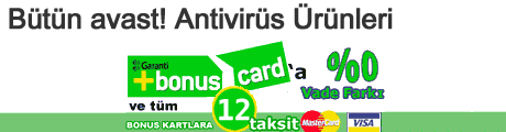 avast online al��veri� ile �imdi b�t�n avast! �r�nleri Bonus ve t�m Garanti Bankas� kredi kartlar�na pe�in fiyat�na 12 taksit.